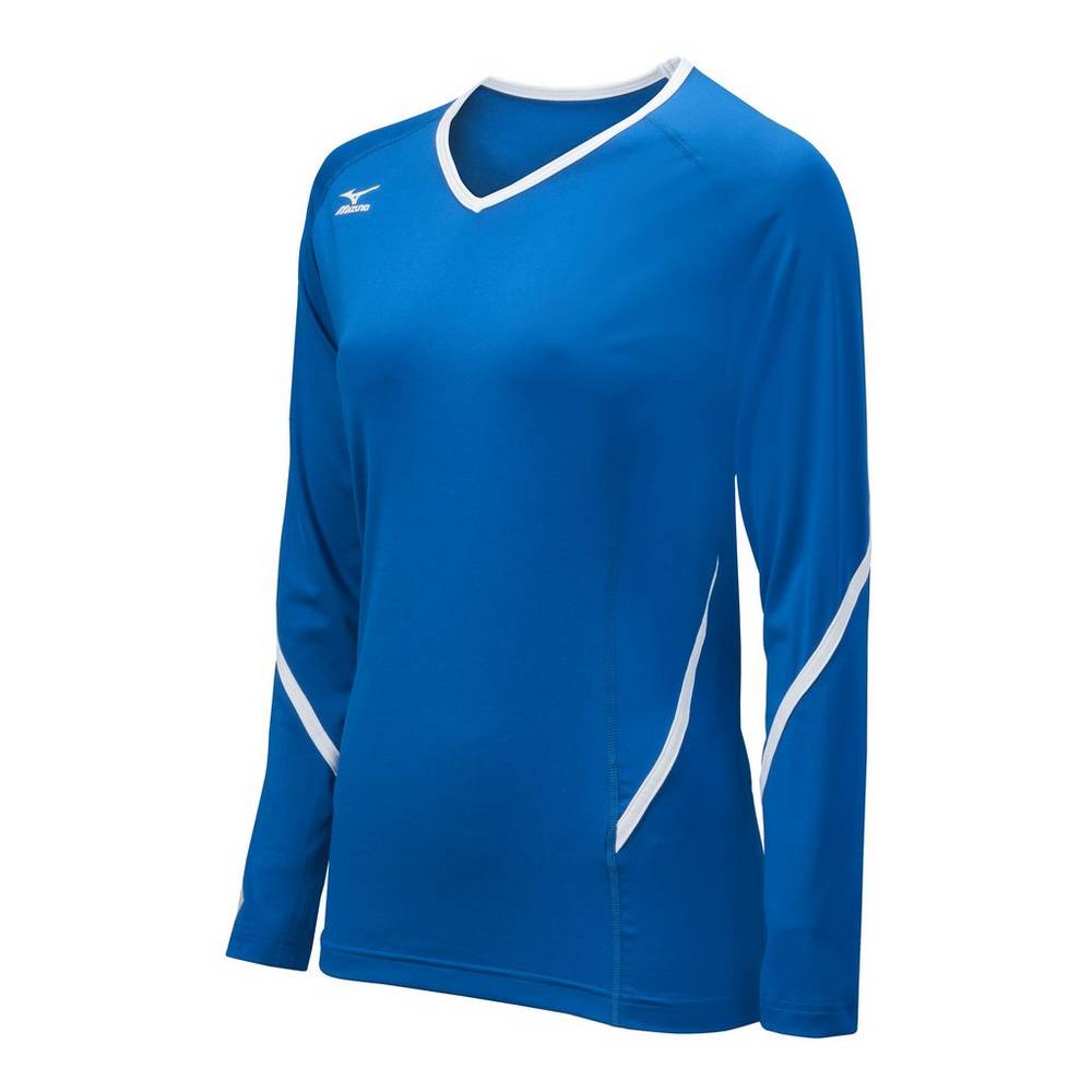 Jerseys Mizuno Techno Generation Long Sleeve Mujer Azul Real/Blancas Outlet RMBG-42673